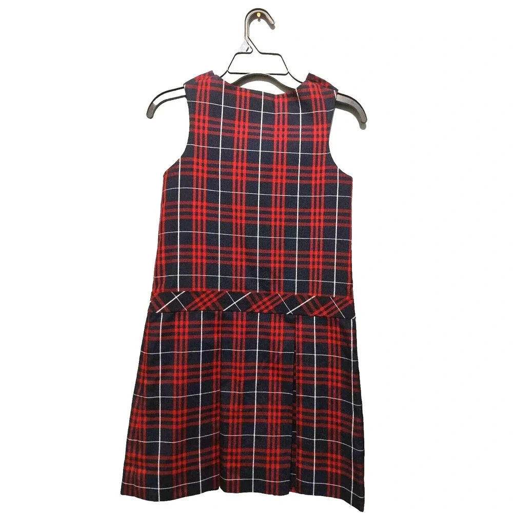 PARKER UNIFORM Girls Sz 10 Red & Blue Plaid‎ Pleated Jumper Dress Private School
